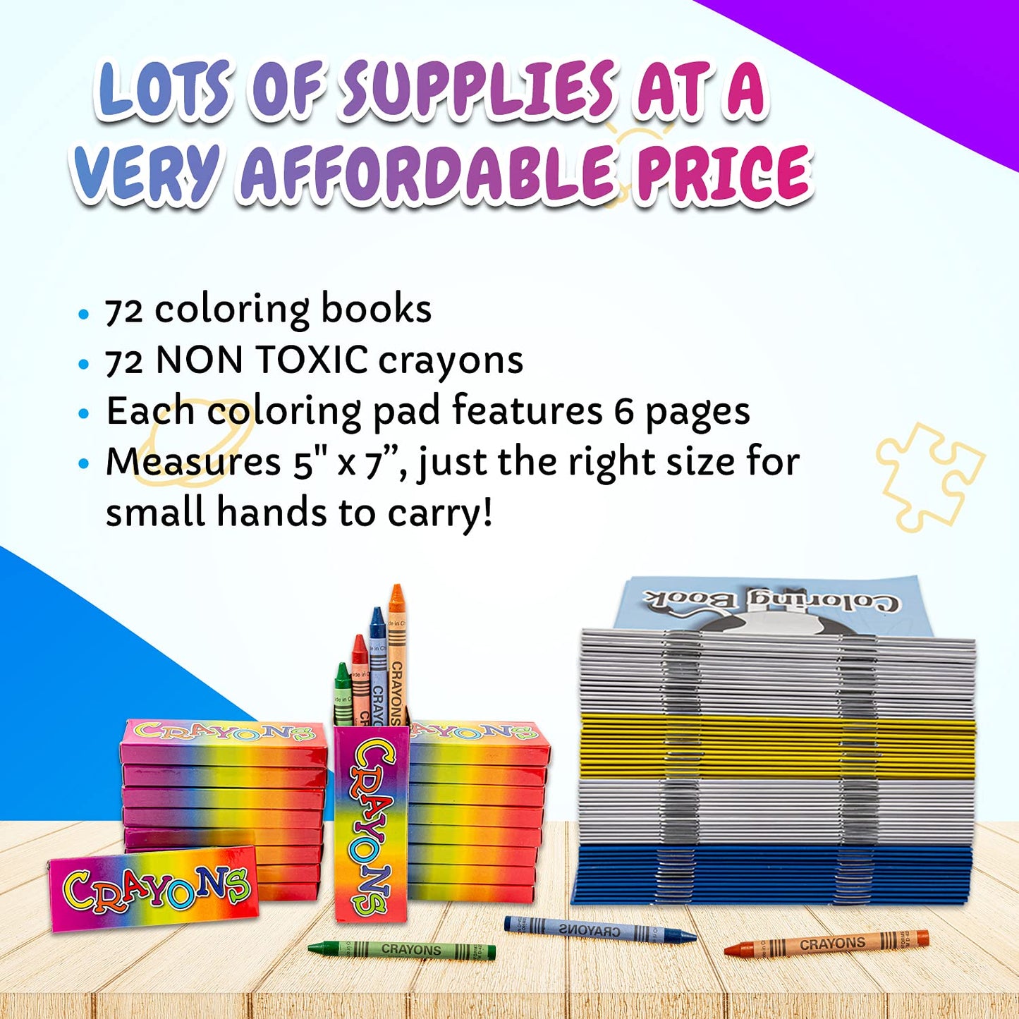 Bulk Coloring Books For Kids (72 Pack) Mini Coloring Books & Crayons, Party Favors, Fun Activity, Giveaways, Mini Travel Books |