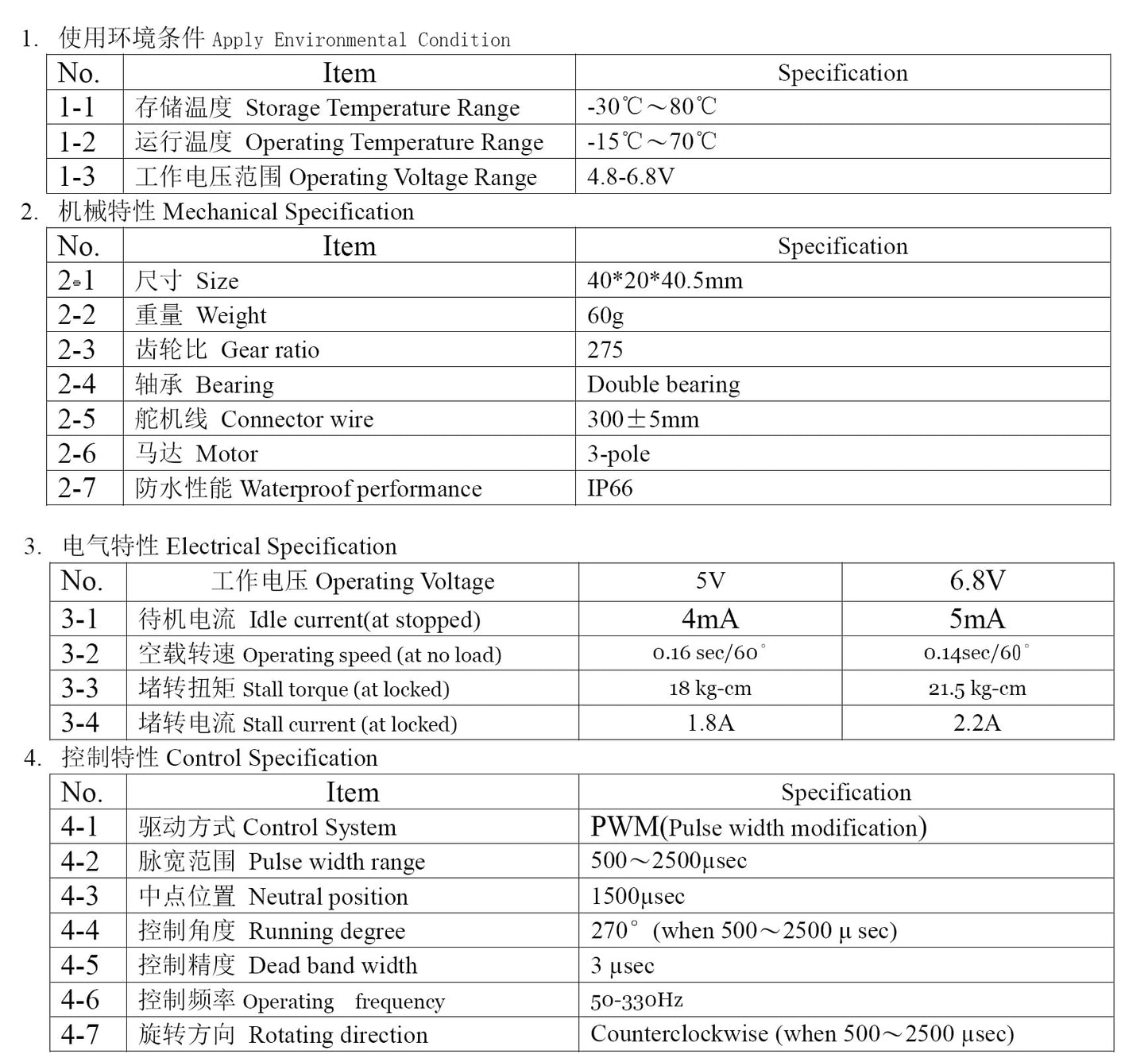 DS3218 High Torque Metal Gear Digital Servo Water Resistant RC Servo 20kg 270 Degree Rotation RC Toys DIY Model for Baja Cars (P