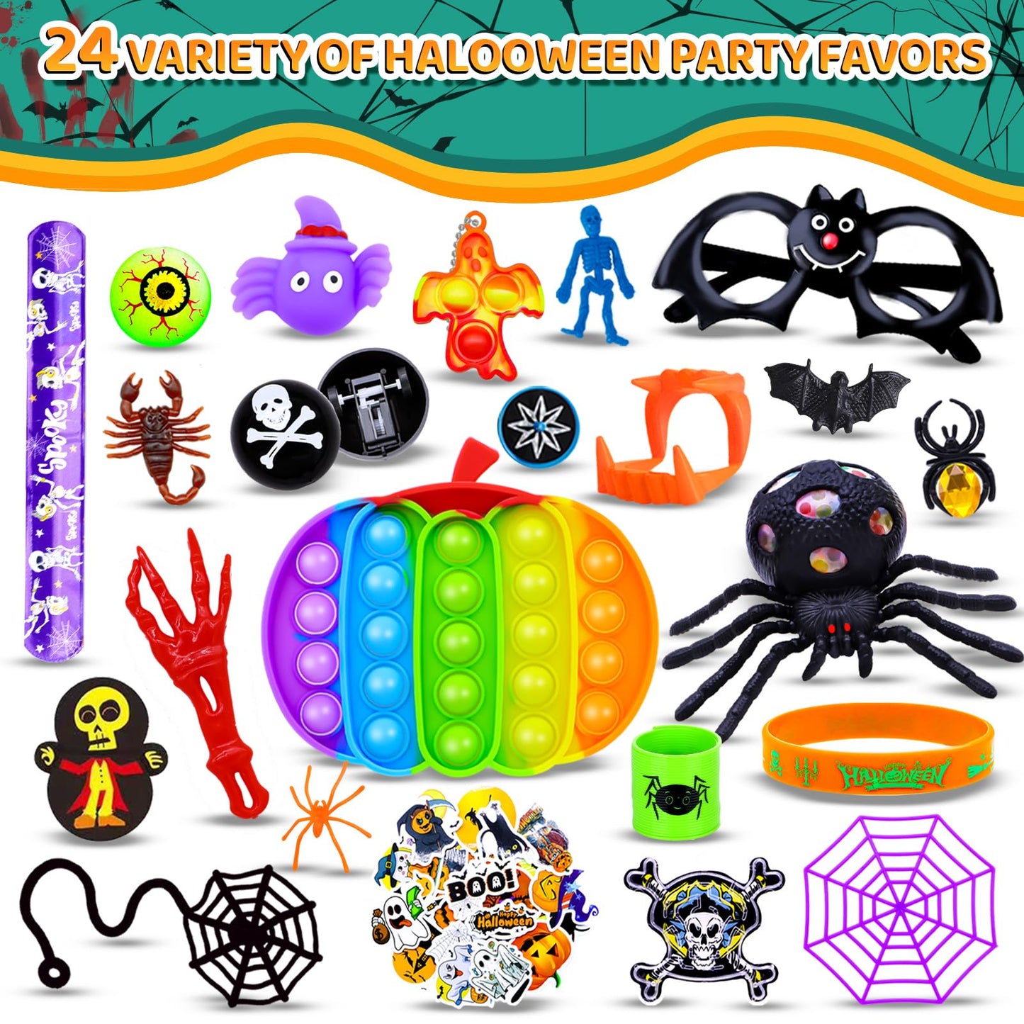 Forlinx 400Pcs Halloween Party Favors For Kids,Bulk Halloween Toys ,Halloween Goodie Bag,Halloween Stuffers,Halloween Classroom