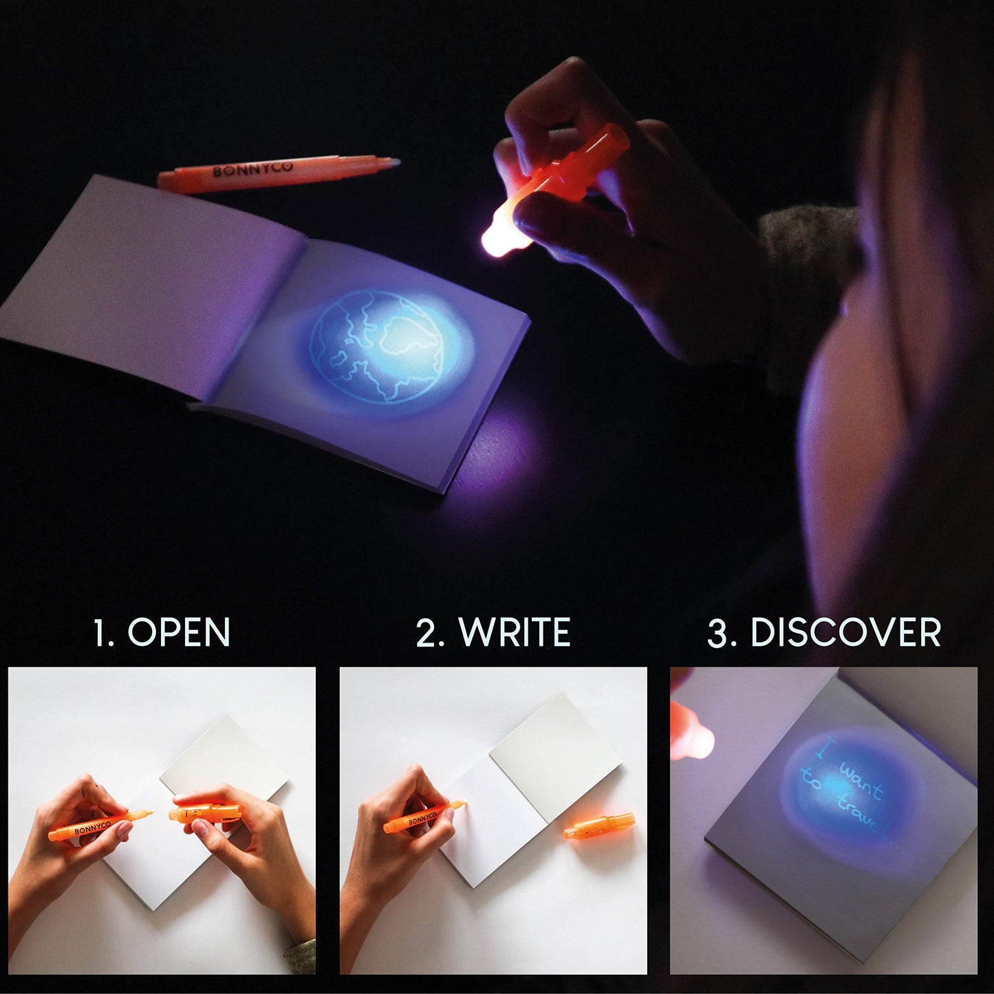 Bonnyco Invisible Ink Pen And Notebook, Pack Of 16 Party Favors For Kids Birthday | Spy Pen Party Supplies, Pinata Stuffers, Prizes For Kids | Magic Pen Birthday Party Favors, Prizes For Students