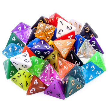 AUSTOR 35 Pieces 4 Sided Dice Polyhedral Dice Set Mixed Color Game Dice Assortment with a Black Velvet Storage Bag for DND RPG M