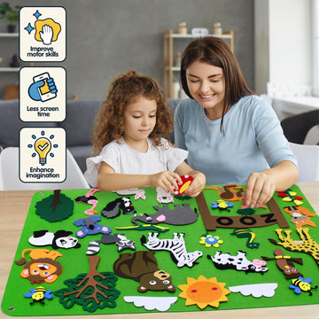 Felt Story Board Set For Kids 3-5 Years Old, 32 Pcs Preschool Zoo Storytelling, Classroom Flannel Toy For Toddlers, Early Learni