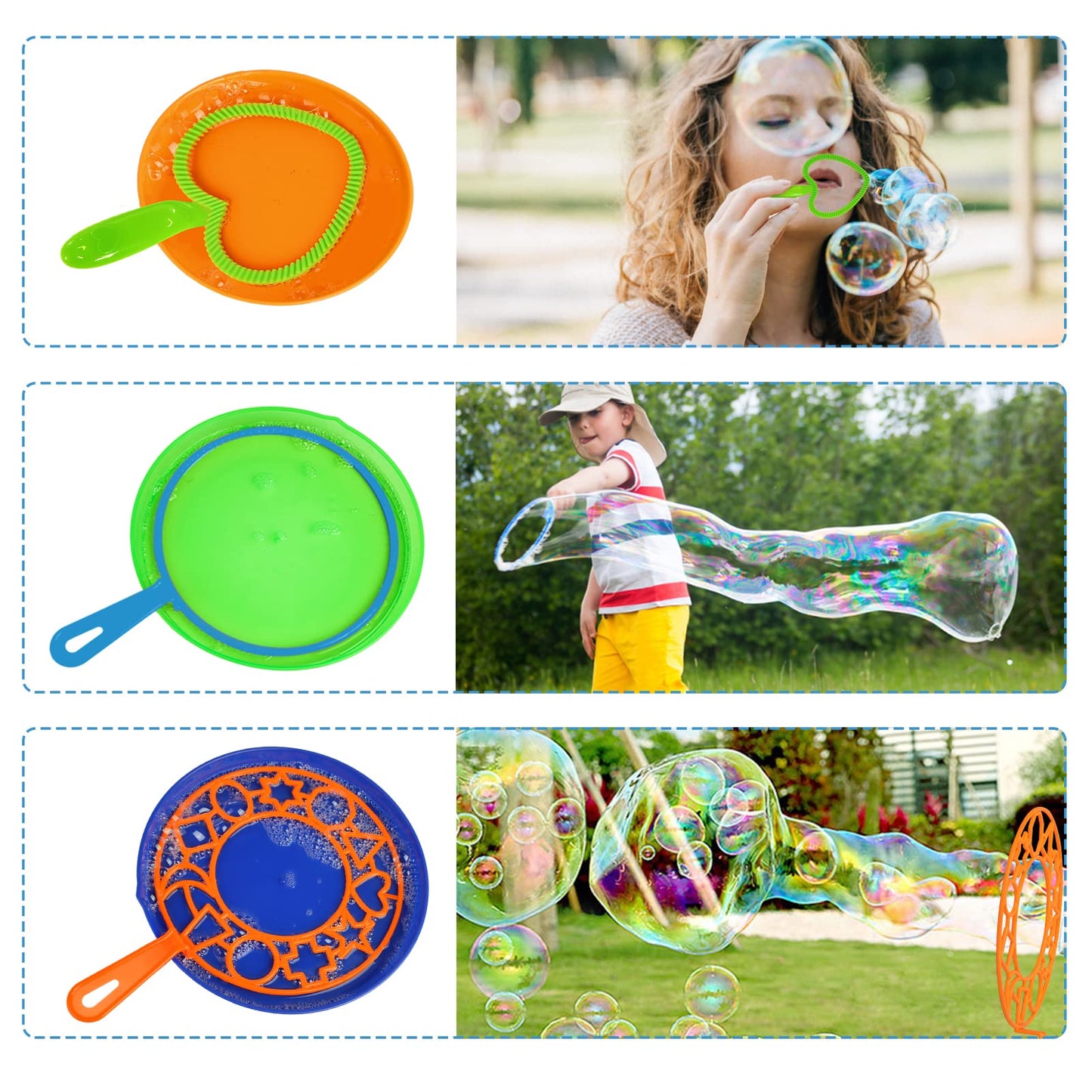 Roberly Bubble Wands Set Toys Bulk Funny Big Giant Large Bubble Making Maker with Tray for Kids mature-themed Summer Outdoor Playtime Activity Party Favors Gifts Birthday Games