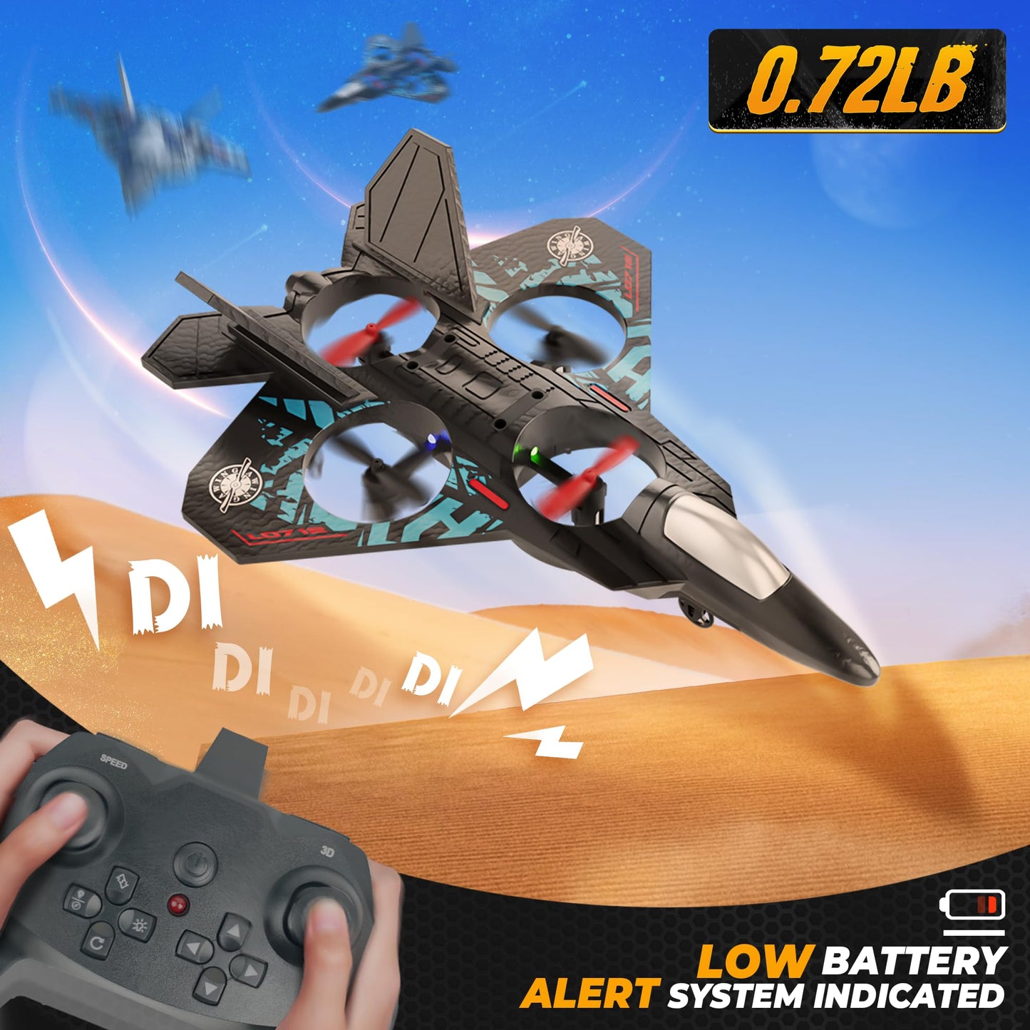 Bezgar Drones For Kids | 2.4Ghz Rc Plane, 6-Axis Gyro Remote Control Airplane, Rc Helicopter, 360 Flip Fighter Jet Toy With Colo