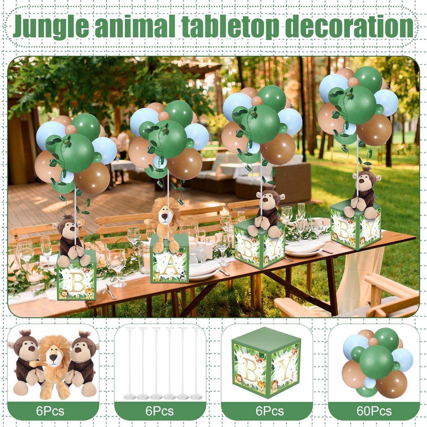 Lenwen 6 Sets Baby Letter Boxes Decorations Table Centerpieces for Baby Shower Gender Reveal,Bear Stuffed Animals Balloon with S