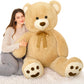 Morismos 5Ft Giant Teddy Bear Stuffed Animal, Large Stuffed Bear With Footprints, Big Life Size Teddy Bear Plush Gifts For Wife, Girlfriend, Women On Valentine, Christmas, Birthday