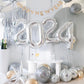 Silver Number Balloon 40 Inch, 0 Number Balloons, 10 20 30 40 50 Numbers Balloon Birthday Decorations, Silver Party Supplies For