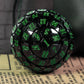 Poludie 100 Sided Polyhedral Dice, Single D100 Game Dice, 100 Sided Cube with Black Pouch, D100 die 48 mm (Black with Green Numb