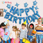 Hiparty Birthday Banner, 3D Mylar Foil Happy Birthday Balloons, 24Pcs Birthday Party Decorations With 6Pcs Star Balloons For Men