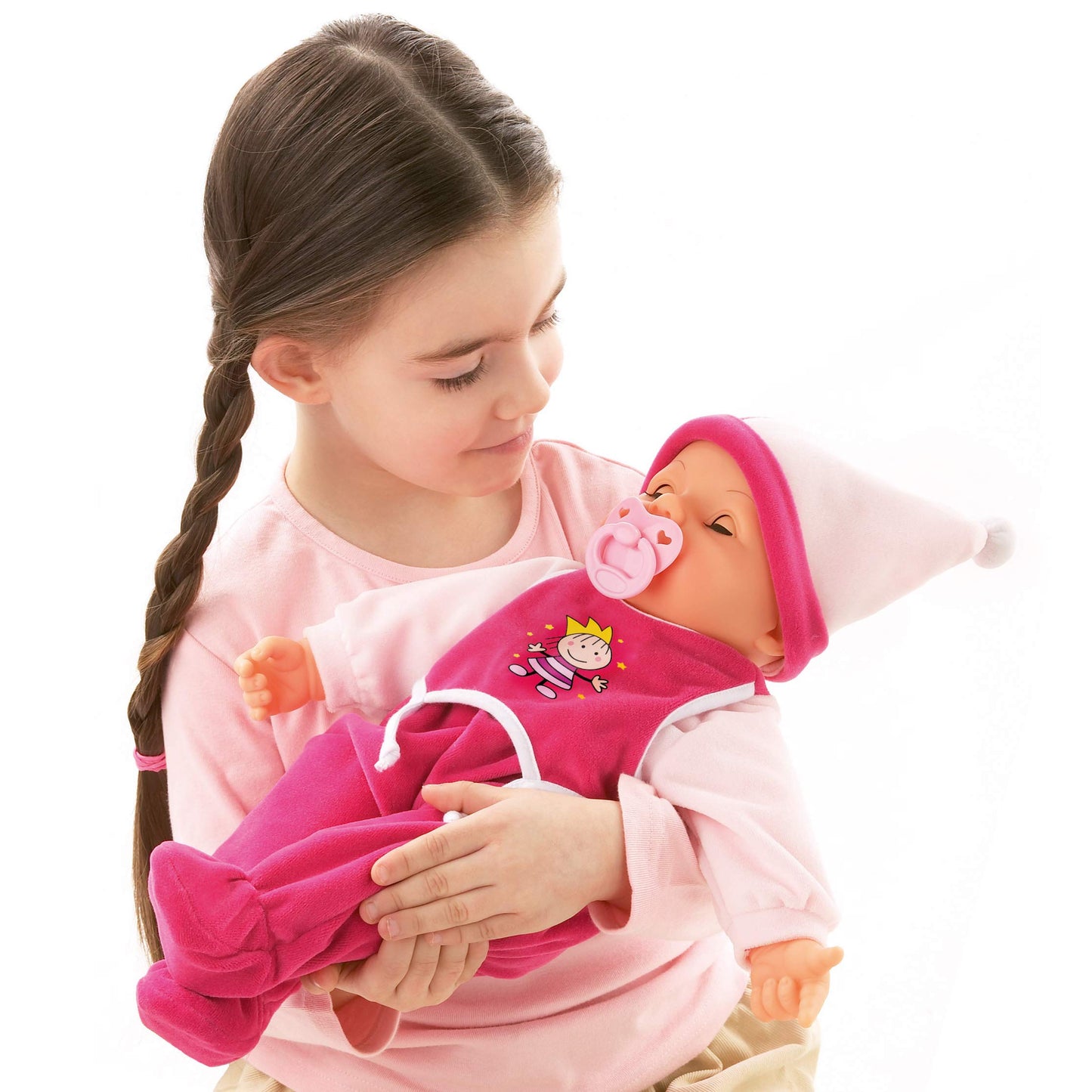 Bayer Design Hello Baby Multi Function Baby Doll, 18" (46cm), Pink, Model 94682AA, Plastic Material