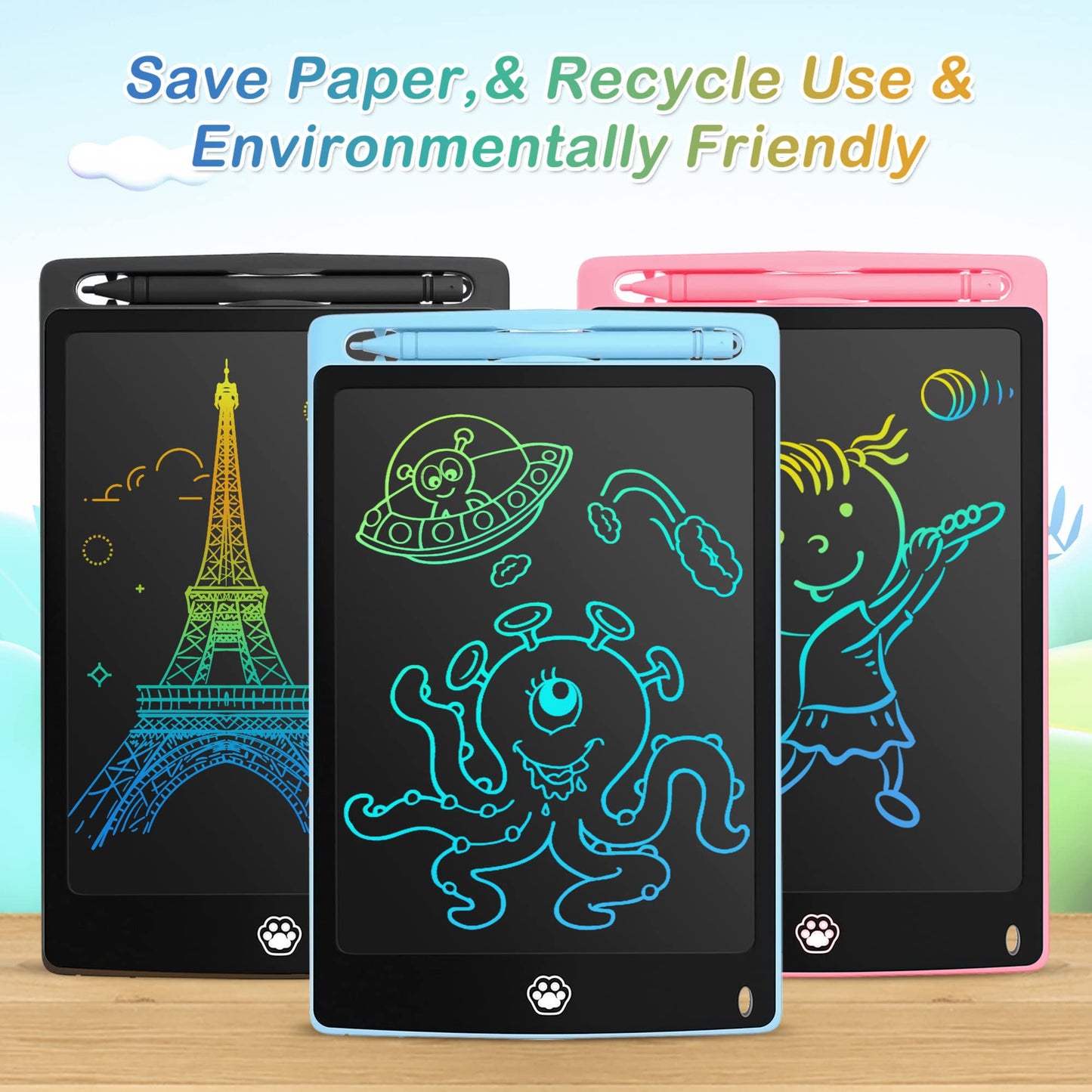 6 Pack LCD Writing Tablet, 8.5 Inch Writing Tablet for Kids, Colorful Screen Doodle Board Drawing Tablet, Digital Drawing Pad, L