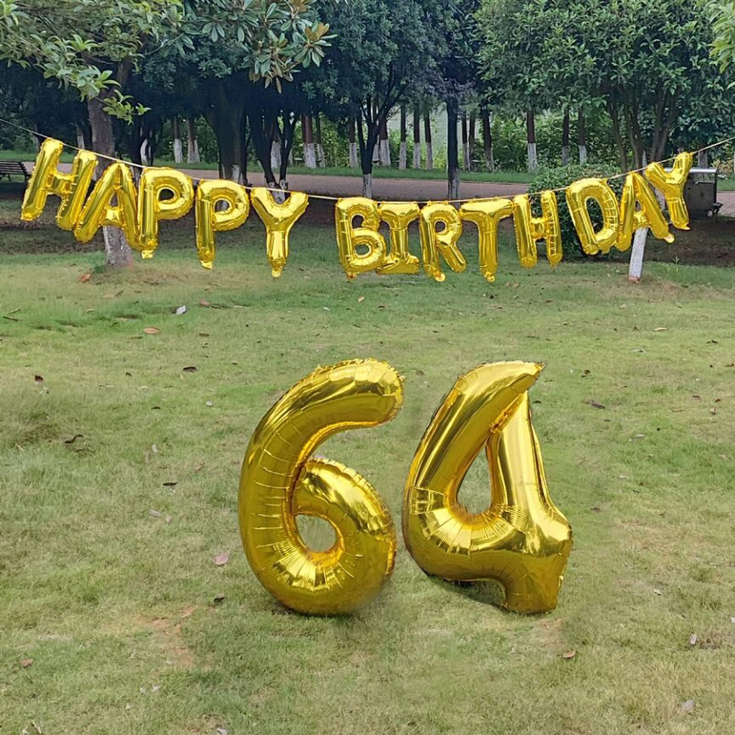 Shuntai 64 Number Balloons Gold Letters Banner Happy 46Th Or 64Th Birthday Balloon Decorations For Men Women 40 Inch Big Giant F