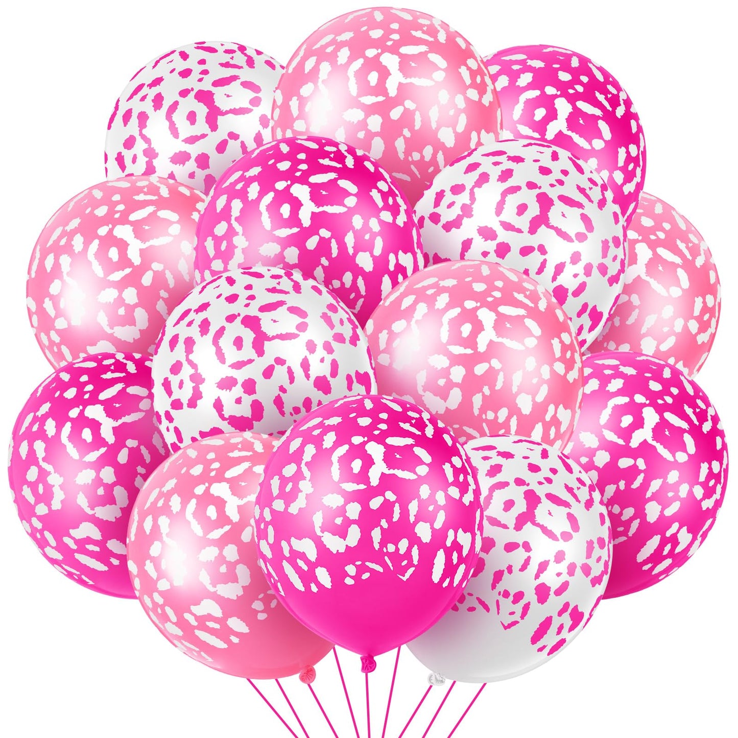 Gejoy 36 Pcs Cheetah Balloons White and Rose Pink Leopard Print Balloons 12 Inch Spots Latex Leopard Jungle Animal Decorations f