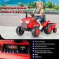 Costzon 2-In-1 Ride On Tractor, 12V Kids Ride On Car W/Detachable Trailer, Remote Control, Wireless Connection, Horn, Music/Lights/Spring Suspensions, Tractor Toys For Kids (Plastic Tires, Red)