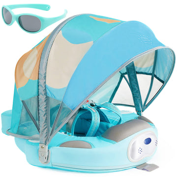 Big Buoyancy And Comfort Mambobaby Float With Canopy And Tail New Upgraded Non-Inflatable Baby Pool Float Mambo Float Swim Trainer Solid Infant Swim Float Adjustable Pearl Foam Baby Swim Ring