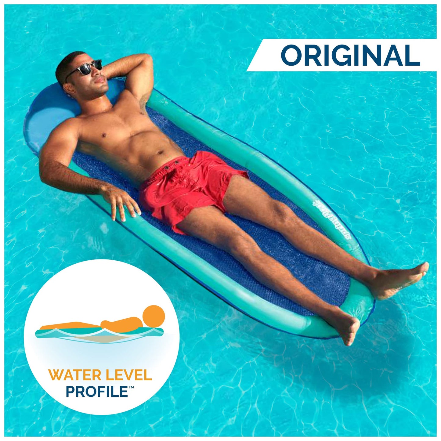 SwimWays Spring Float Original Pool Lounge Chair, Inflatable Adult Floats, Aqua, Fast Inflation, Model 6061741, Ages 15 & Up
