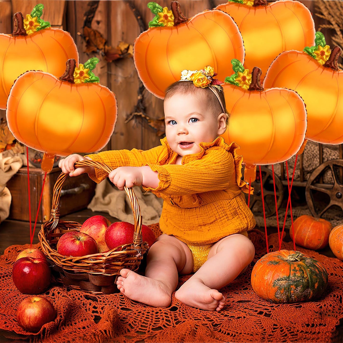 Novwang Pumpkin Balloons, 18Pcs Fall Thanksgiving Foil Pumpkin Balloons For Fall Autumn Thanksgiving Harvest Themed Halloween Birthday Wedding Baby Shower Party Decorations Supplies