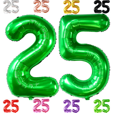 Katchon, Dark Green 25 Balloon Numbers - 40 Inch | 25Th Birthday Balloons, Green 25Th Birthday Decorations For Women | 25 Balloon Numbers Green | 25 Years Balloons, 25Th Birthday Decorations For Men