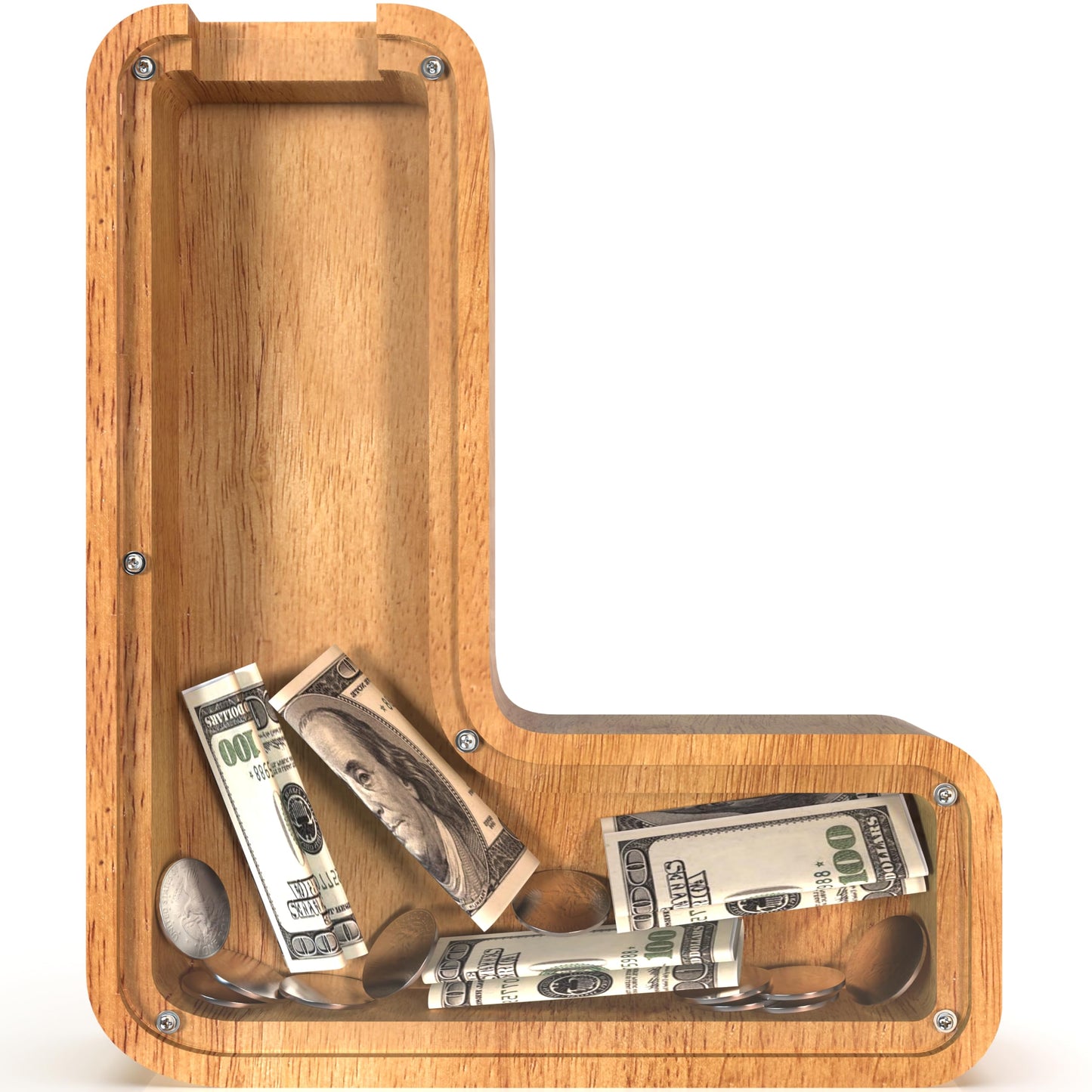 Sulevalt 12  Extra Large Wooden Letter Piggy Banks - Piggy Banks for Boys Girls Kids  Alphabet Money Banks with Initial L - Coin Banknote Bank Birthday/Christmas for Kids