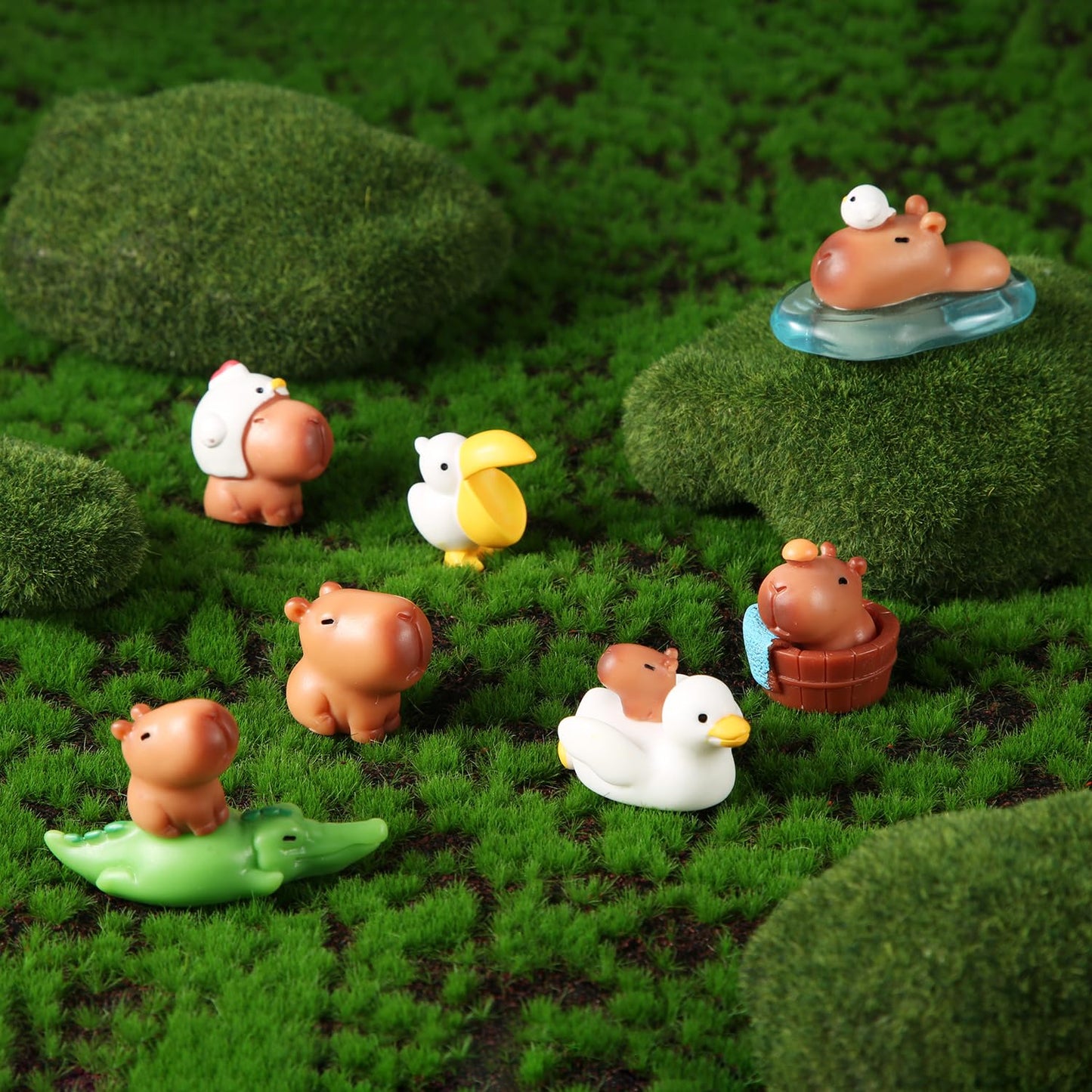 10Pcs Mini Resin Capybara, Miniature Capybara Figures Figurines Tiny Capybara Figures Miniature Garden Accessories Mini Resin Animals Ornaments For Bonsai Miniature Landscape Desktop Dollhouse