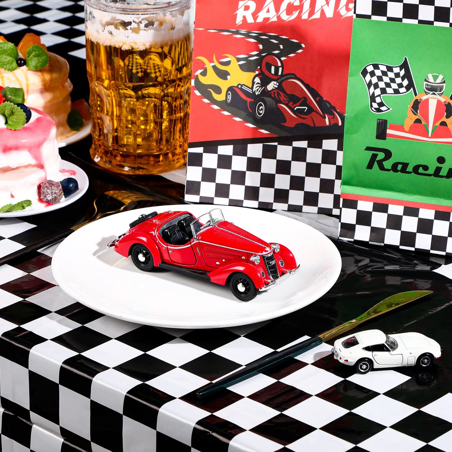 Irenare 3 Sheets Car Birthday Party Supplies Racing Party Decorations Road Tablecloth Racetrack Table Runner Table Covers for Ki
