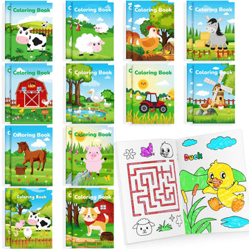 24 Pcs Farm Animals Mini Coloring Books Bulk Party Favors For Kids Cow Horse Barn Party Drawing Book For Farmhouse Birthday Part