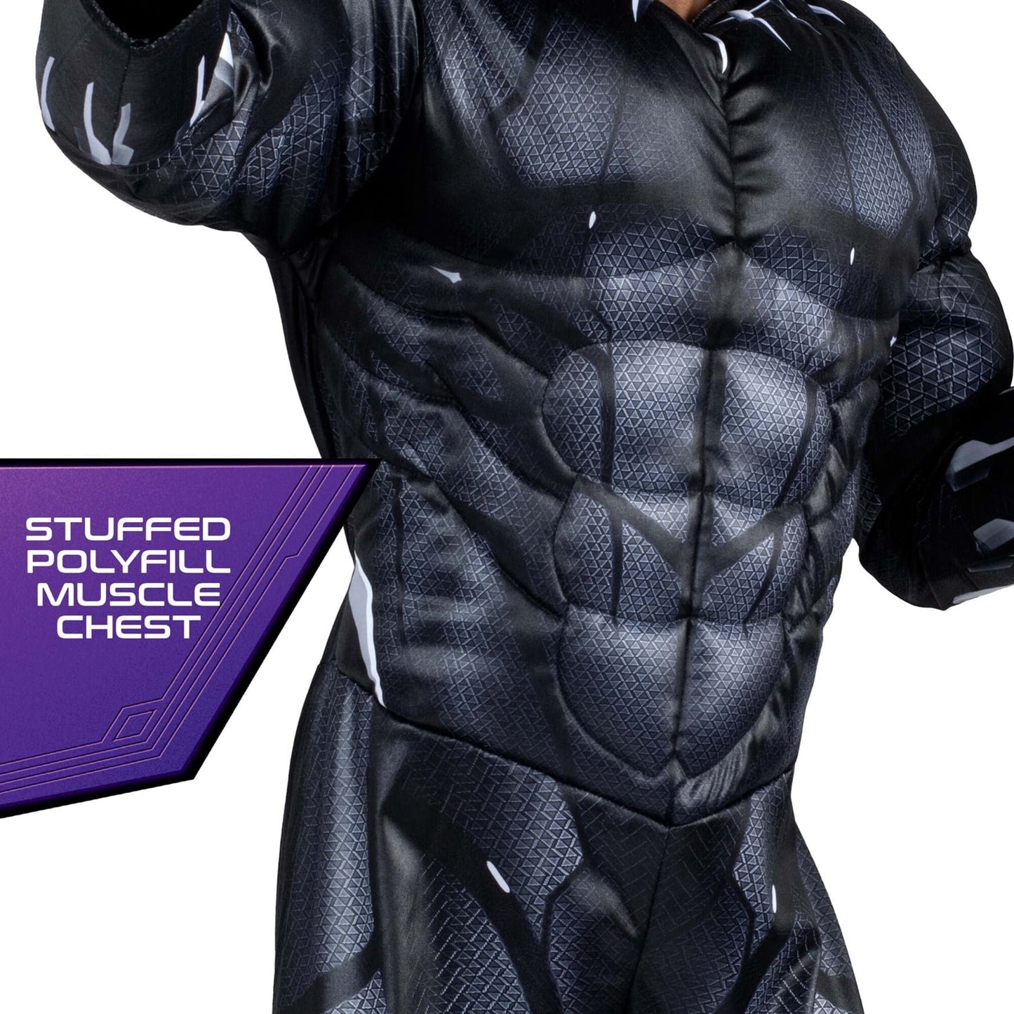 Marvel Black Panther Official Youth Halloween Costume - Premium Quality Padded Jumpsuit With Plastic Mask (L)