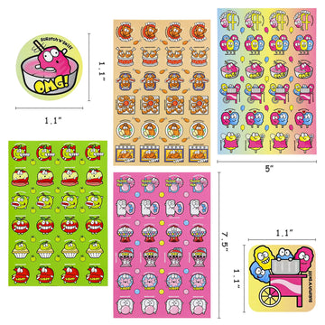 Vkpi Scratch And Sniff Stickers, 1152 Pieces Fruits And Foods Snacks Smelly Stickers, 24 Different Scents, 48 Sheets, 144 Design