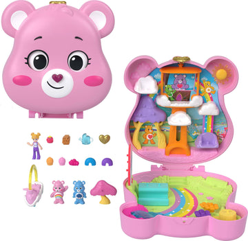 Polly Pocket Care Bears Dolls & Playset with Toy Car, Multicolor, Model JCC14, Travel Toy
