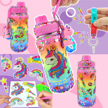 7July Decorate Your Own Water Bottle Kits For Girls Age 4-6-8-10 (Stainless Steel),Unicorn Themed Painting Crafts,Fun Arts And C