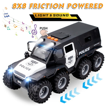 i diy Police Car Toy - Friction Powered, Lights & Sounds, Openable Doors, Black, Model RJ5520, Ideal for Kids Ages 3-5