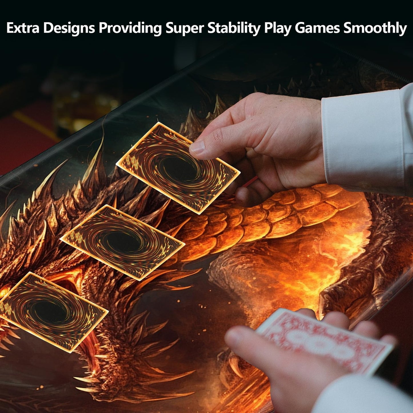 MTG Playmat Game Play Mat for MTG TCG 24 x 14 inches Cards Game Playmats Trading Card Game Stitched Play Mats Commander Deck Gaming Desk Mat Card Gameplay Mats Angry Firedragon