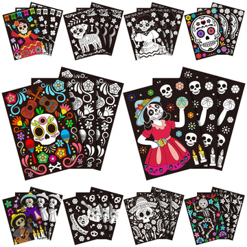 Zhanmai 30 Pcs Color Your Own Funny Day of The Dead Posters DIY Happy Day of The Dead Crafts Bulk Color Your Own Poster DIY Craf