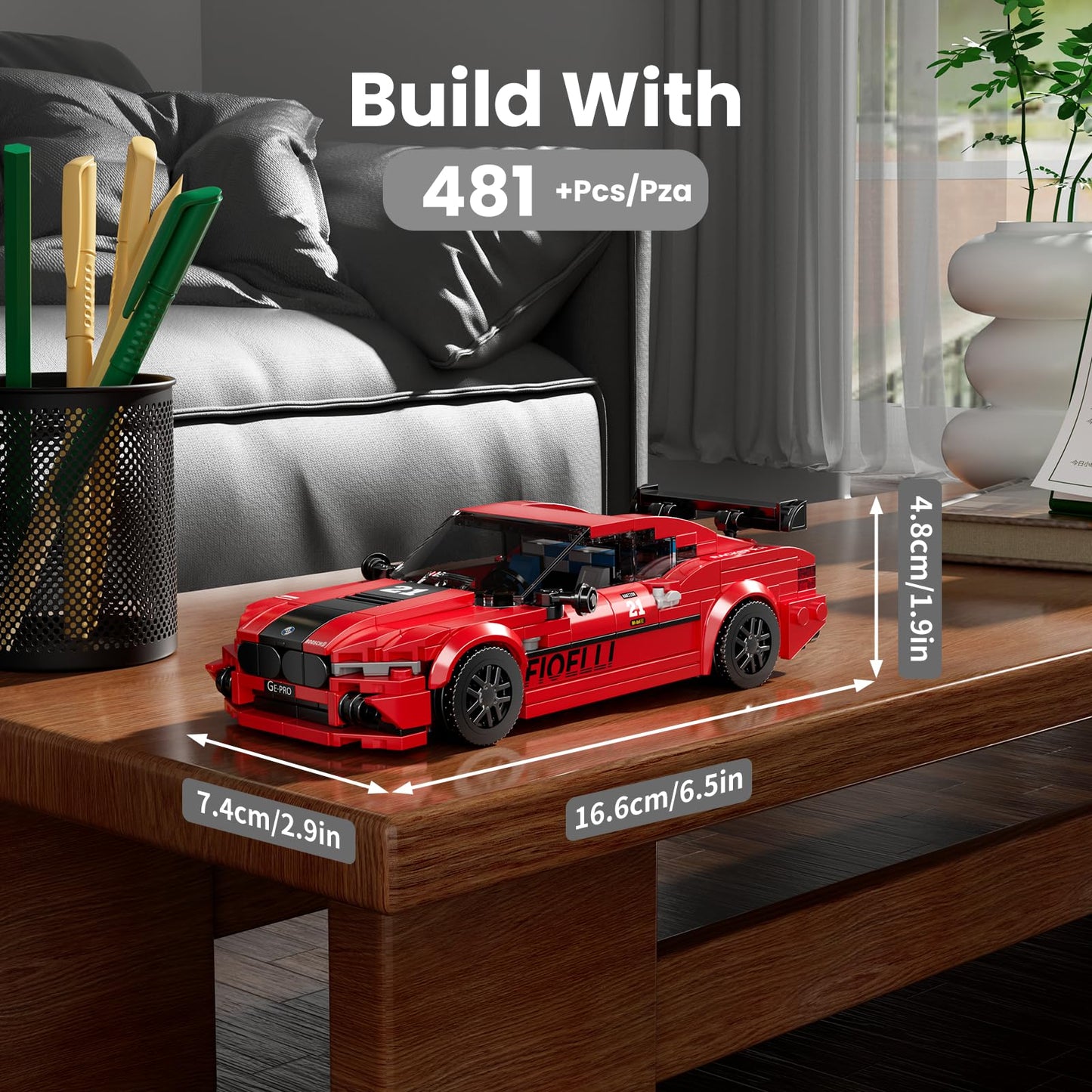 Mould King Speed Champion M8 Racing Car Building Kit with Acrylic Display Case  27072 Collectible Model Car Kits  Building Blocks Kit Racing Toy Cars for mature-themed Kids 8+(481 PCS)