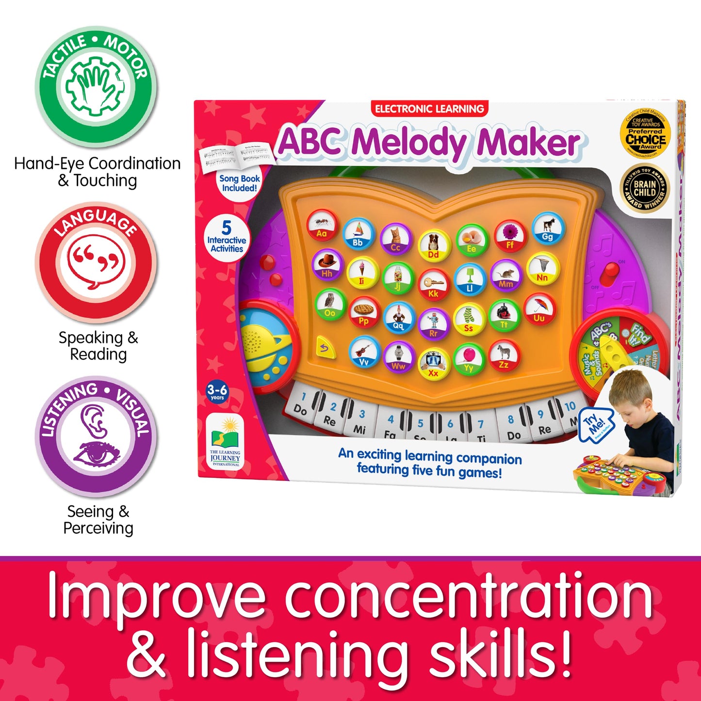 The Learning Journey: Abc Melody Maker – Learning & Education Toys - Developmental Interactive Activities For Preschoolers - Children Ages 3 And Up - Electronic Learning Toys For Toddlers