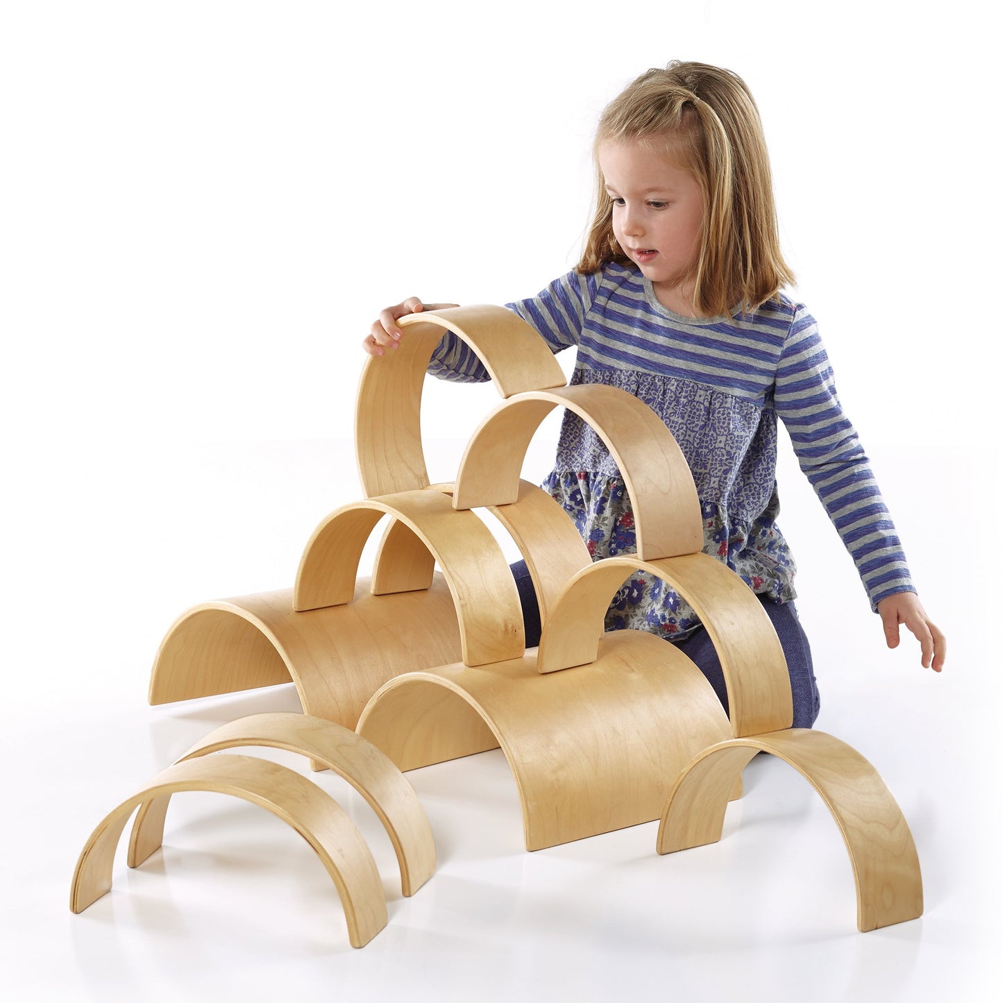Guidecraft Arches And Tunnels: Set Of 10 Includes 2 Tunnels And 8 Arches, Educational Stacking Blocks Play Set For Kids