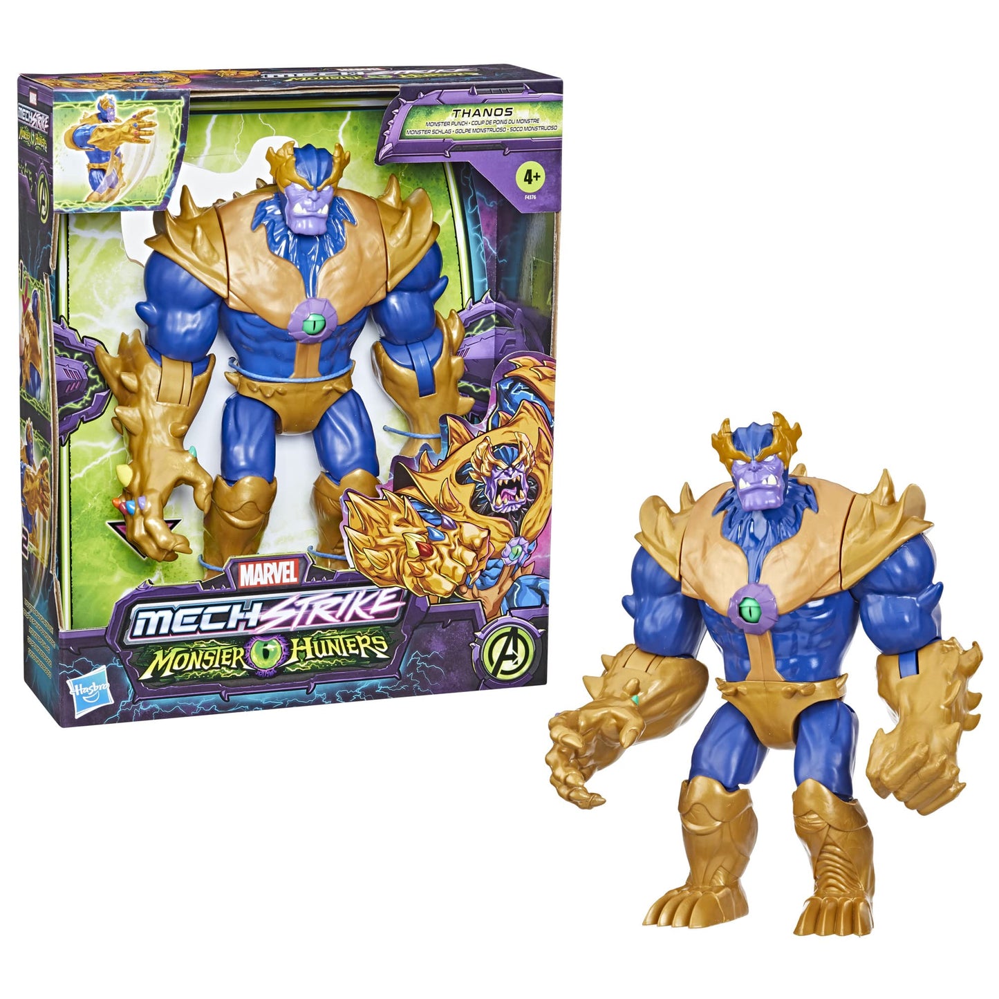 Marvel Avengers Mech Strike Thanos Action Figure, 9-Inch Deluxe Toy, Multicolored, for Kids Ages 4 and Up, Model MARVEL-F4376
