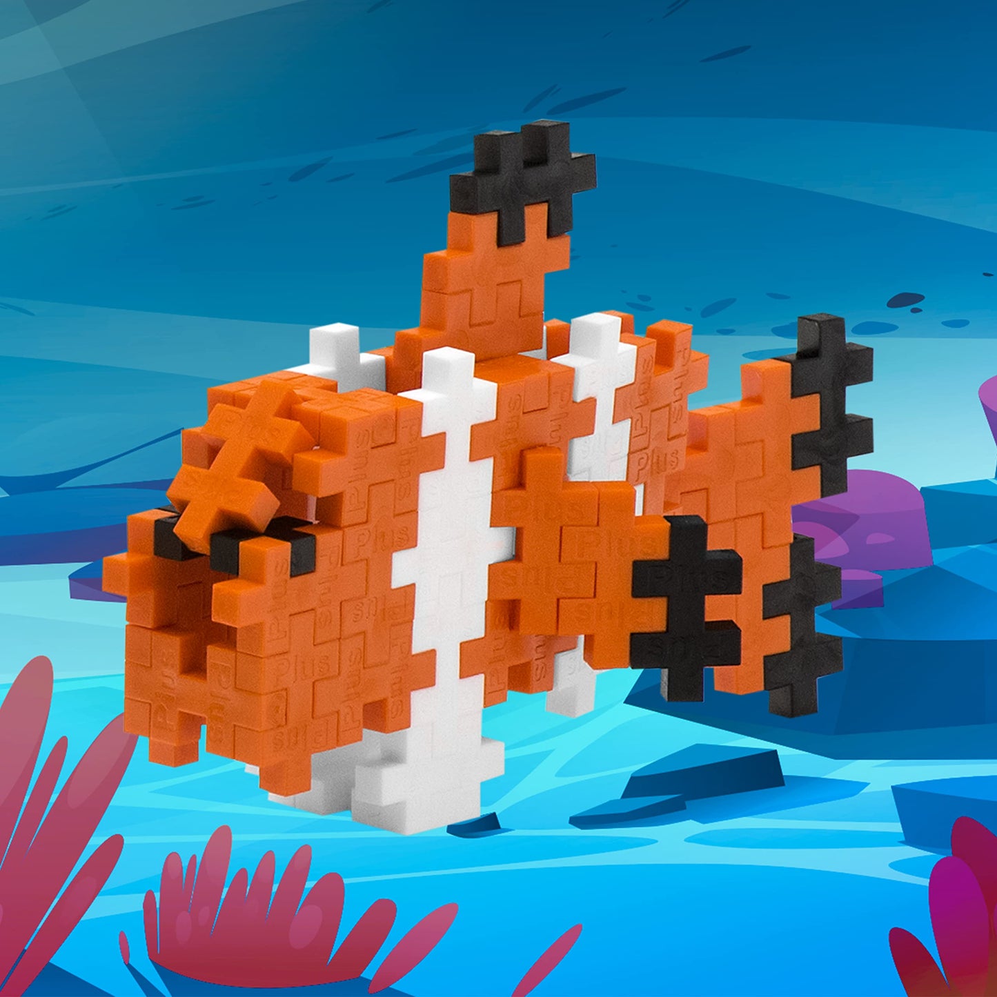 Plus Plus 3D Puzzle Building Block Set, 70 Mini Interlocking Pieces, Fun Stem Toys For Kids - Clownfish Mini Maker Tube