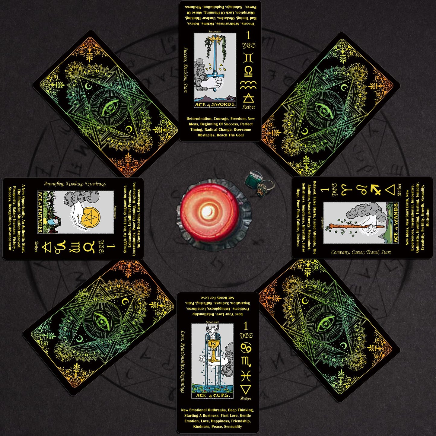 Smoostart Tarot Cards With Meanings, Tarot Cards Deck With Guidebook For Beginners, Keywords, Element, Planet, Zodiac, Chakra, Yes Or No, Musical Pitch, Numerology, Hebrew Alphabet