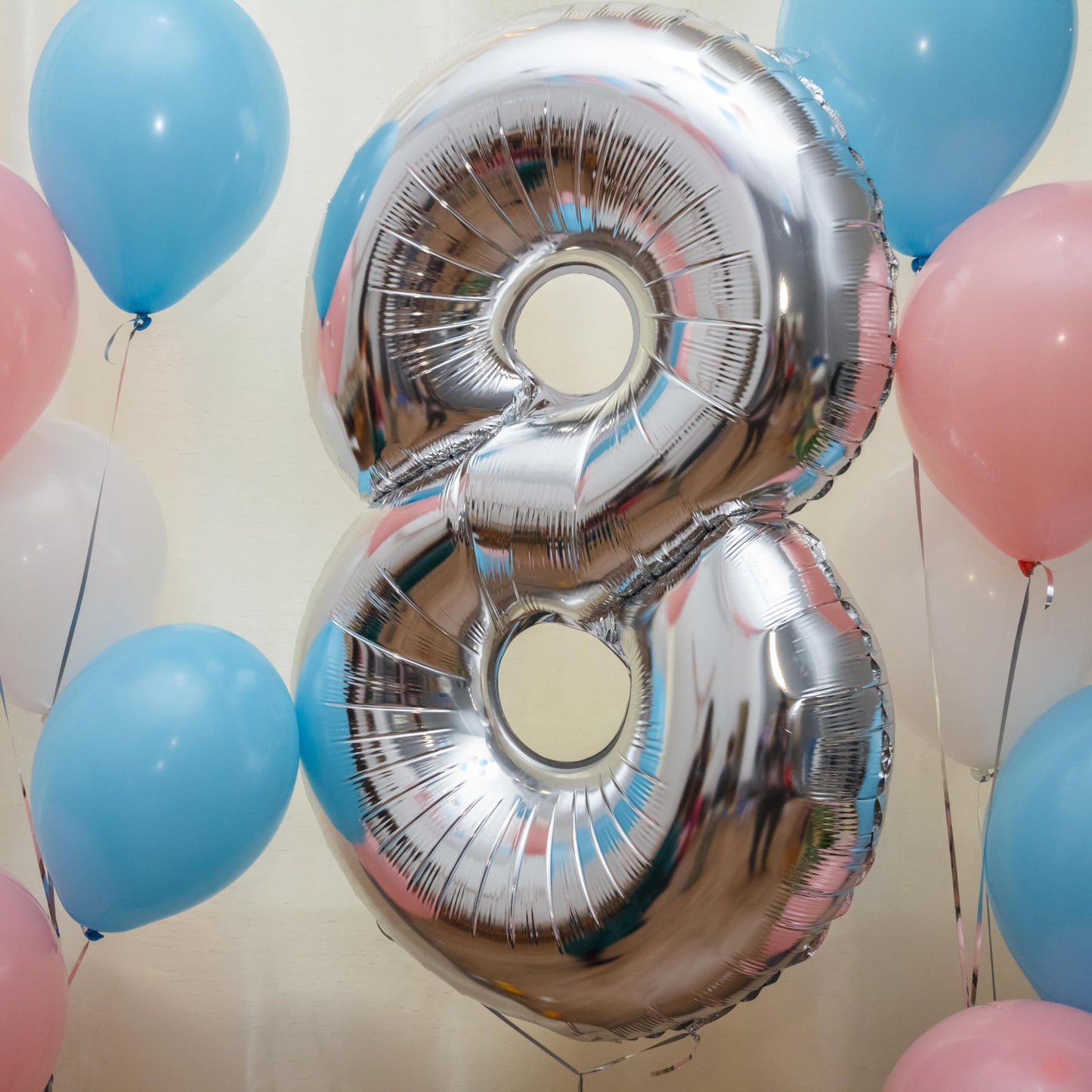 Paticool Silver Number 8 Balloon, 40 Inch Large Number Foil Mylar Balloons For 8Th Girl Boy Birthday Party Celebration Decoratio