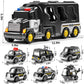 JUKUDAHU Police Truck Toy for 3 4 5 6 Years Old Boys - Carrier Vehicle Toy Set with 5 Toy Cars and 1 Helicopter, Kids Firction P
