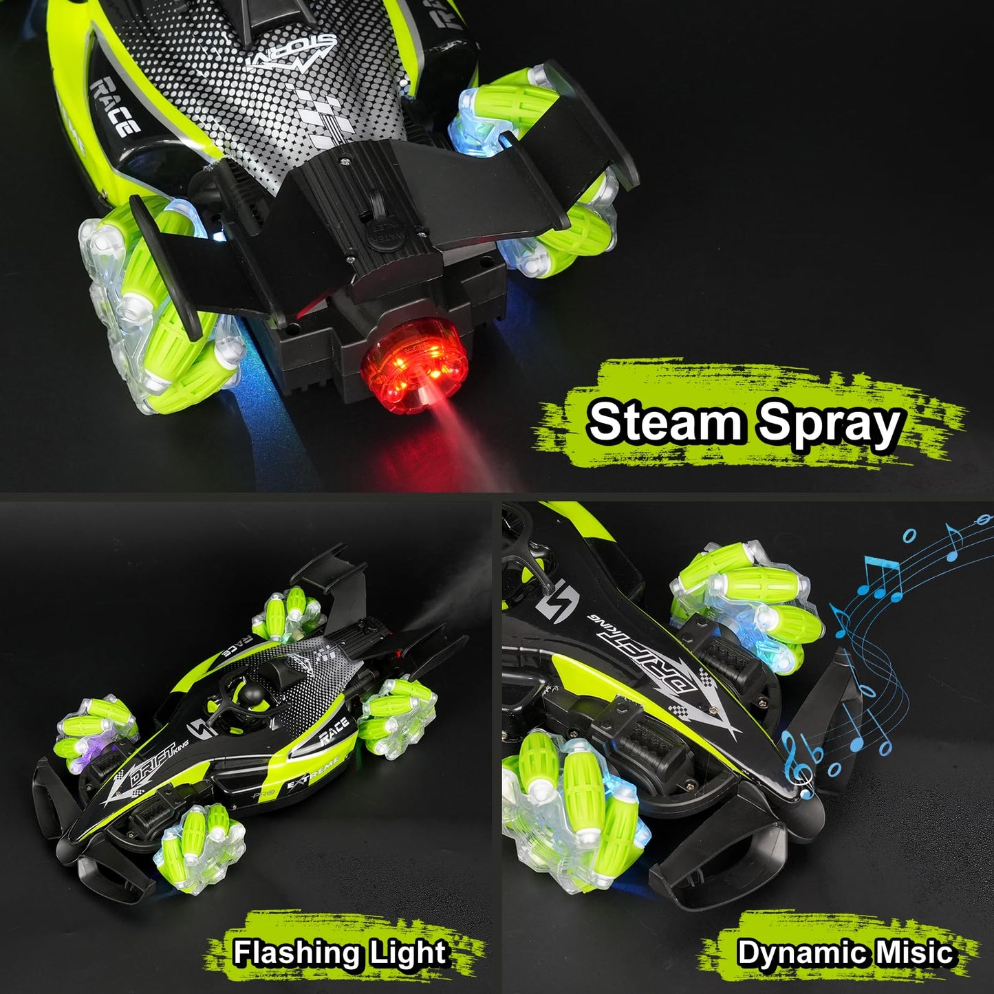 glouslove Remote Control Car, 360Rotation F1 Remote Control Car, 1:12 Scale All-Terrain RC Cars 15+ km/h, 2.4GHz with Lights Mus