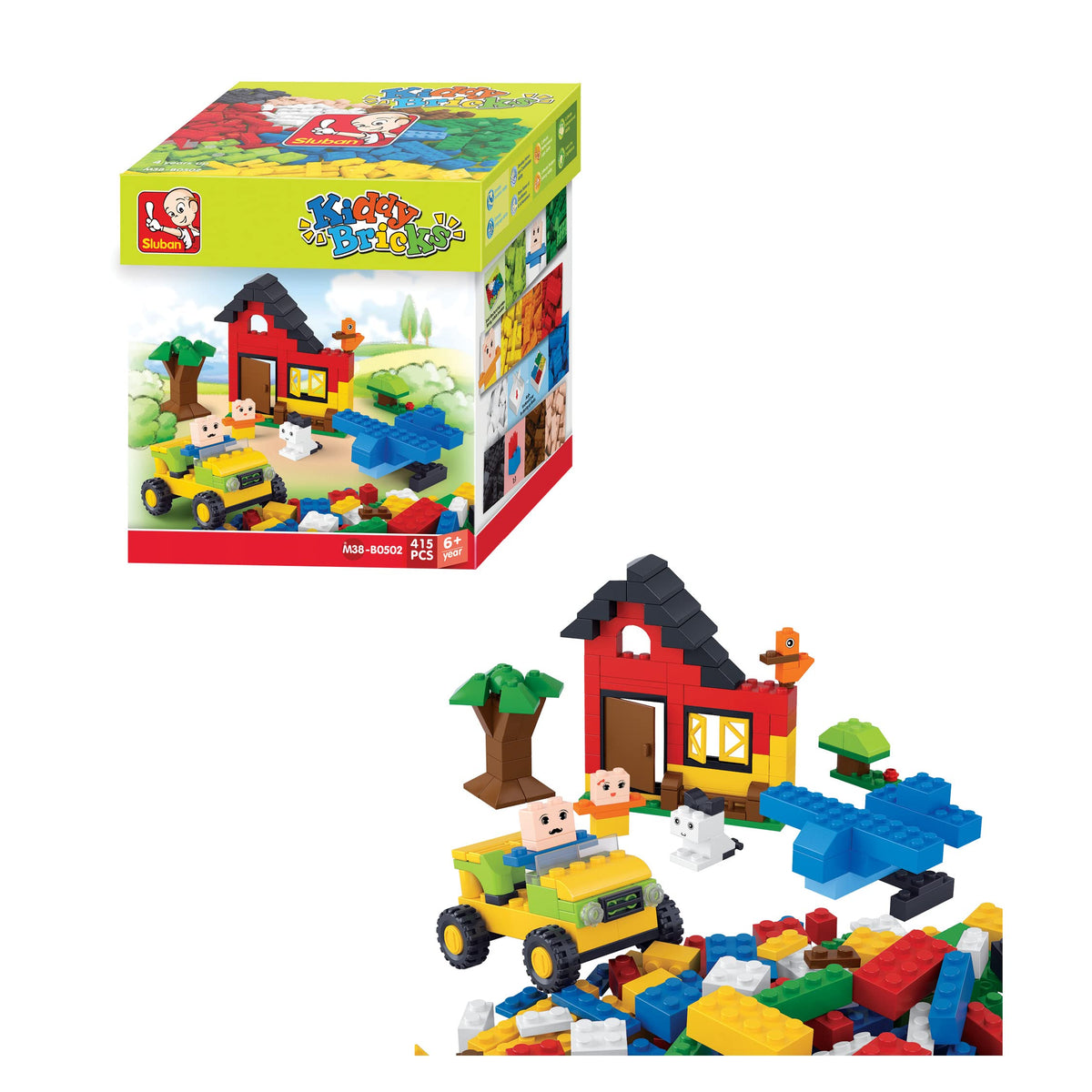Sluban Kiddy Brick (415 Pieces) Building Blocks Kit for Boys and Girls Aged 4 Years Plus Creative Construction Set Educational S
