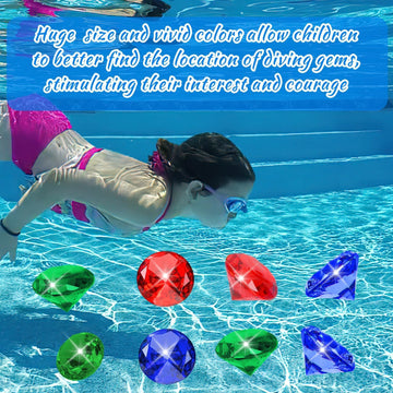 Marforever 60Mm Extra Large Diving Gem Pool Toys, Extra Big Pool Gems Colorful Pirate Treasure Gems Huge Acrylic Diamond Dive Ge