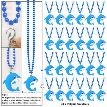 KeeStar 24 Pack Dolphin Necklace Party Favors for Sea World Themed Baby Shower, Birthday Party Goodie Bag Fillers,School Carniva