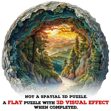 Wooden Puzzle for mature-themeds-3D Vision Effect Cave Forest Wooden Puzzle Unique Shape Advanced Wooden Jigsaw Puzzle for mature-themed  Wood Puzzles Challenge Wooden Jigsaw Puzzle (11.4 * 11.3in-200pcs)
