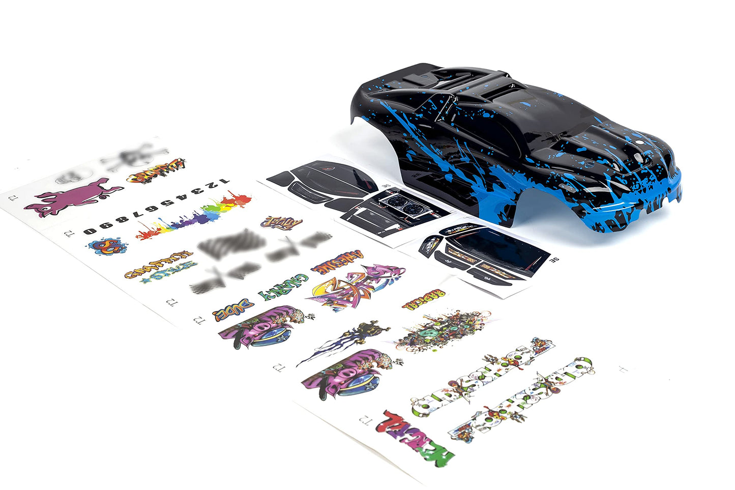 Summitlink Custom Body Muddy Blue Over Black Style Compatible For E-Revo Mini 1/16 Scale Rc Car Or Truck (Truck Not Included) Er