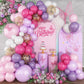 Pink And Purple Balloon Garland Arch Kit, Butterfly Balloon Arch Kit With Hot Pink Taro Purple Gold Confetti Balloons For Girls