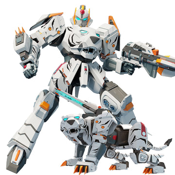 Stoulkd Animal Transforming Robot Toy - Tiger Action Figure Toy For Boys Ages 6-12 (White)