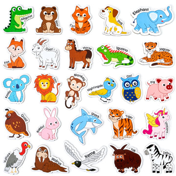 Joycat Wooden Magnets For Kids – 26 Cute A-Z Animals Fridge Magnets For Toddlers, Large Magnetic Animal Refrigerator Toys, Fun Educational Learning Gifts For Toddlers 2 3 4 5 Years Old